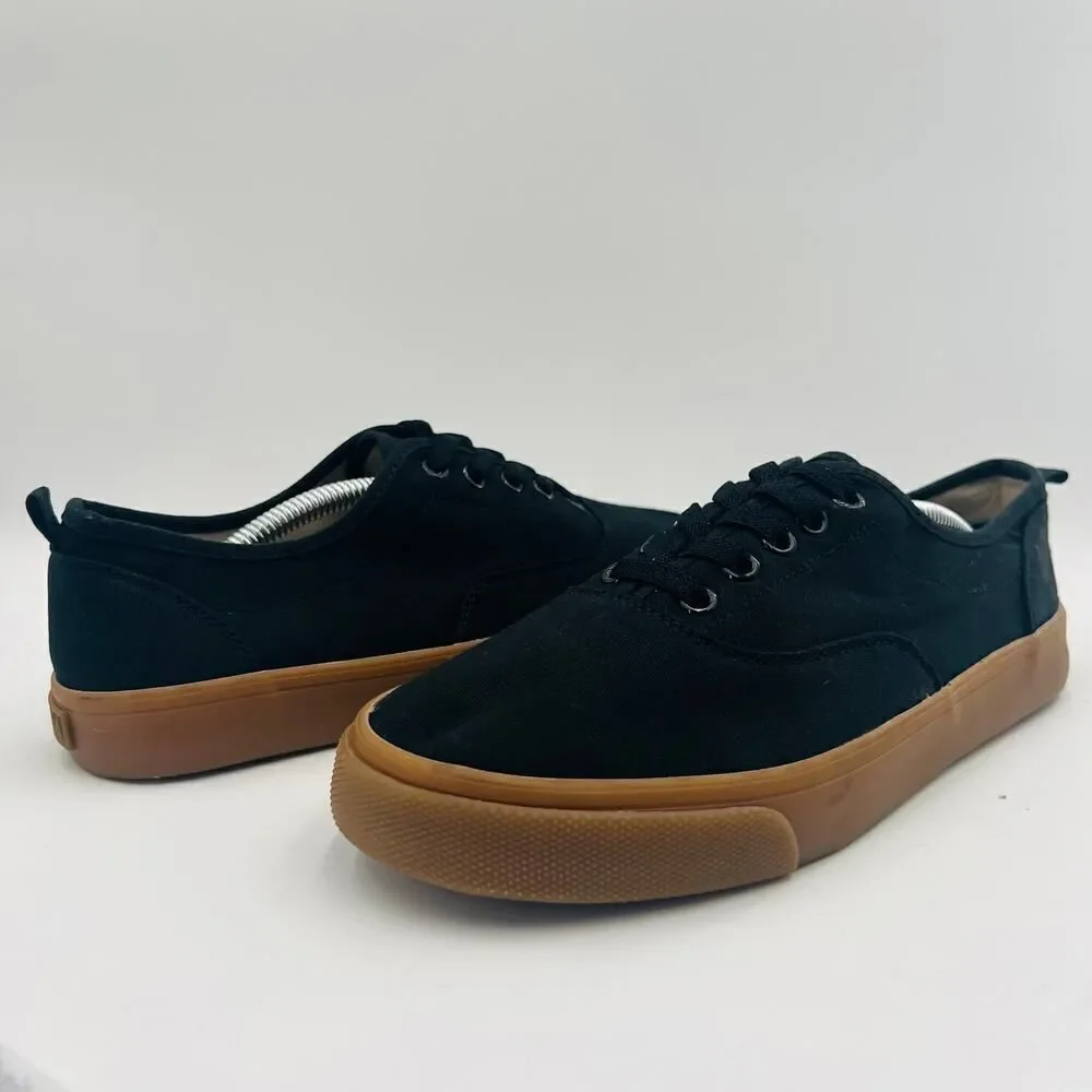 Old Navy Black Jack Canvas Lace-Up Black Tan Sole Sneakers for Kids Size 5